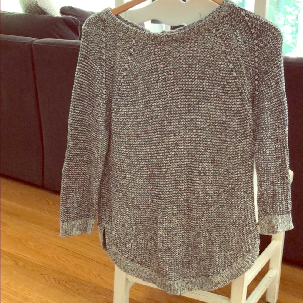 Charcoal sweater with button-up back